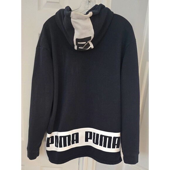 Puma Jacket Small Black White Mens Pullover Hoodie Sports Lifestyle Casual LARGE - Picture 5 of 6